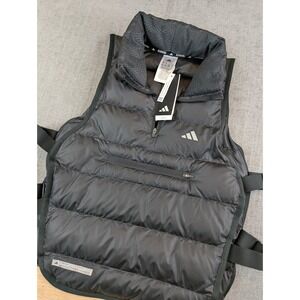NWT Adidas Vest Womens S Black Carrera ULT CTE Running Puffer Quarter Zip Pocket